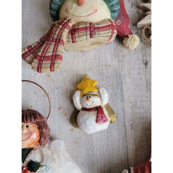 Rustic variety Angel Santa Claus snowman ornament Xmas unique set - Picture 3 of 11